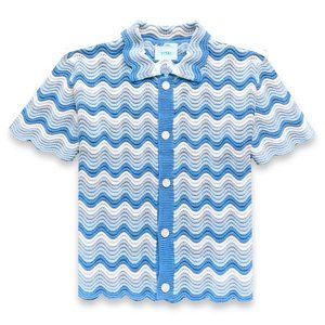 Yitai Azure Knit Button-Up